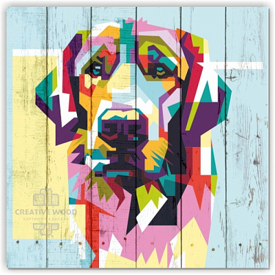 Картины Векторная графика - Собака цветная, Векторная графика, Creative Wood